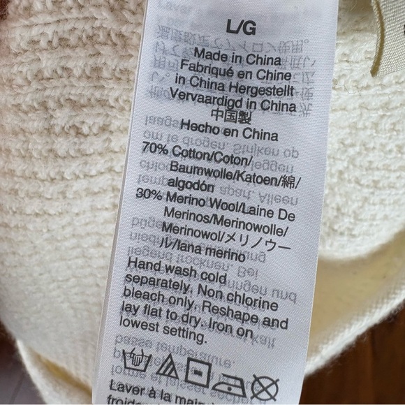 Madewell Merino Wool Cotton Waffle Sweater Cream Size L - Picture 6 of 10